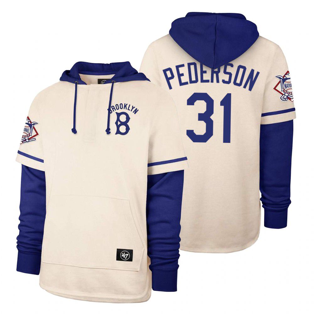 Men Los Angeles Dodgers #31 Pederson Cream 2021 Pullover Hoodie MLB Jersey->pittsburgh pirates->MLB Jersey